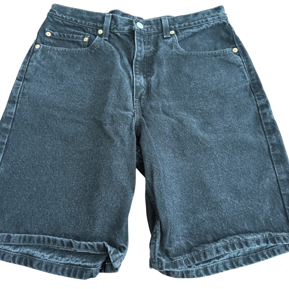 Levis 550 Relaxed Fit Black Batwing Y2K Jean Shorts Mens 34( 33x9.5)Vintage